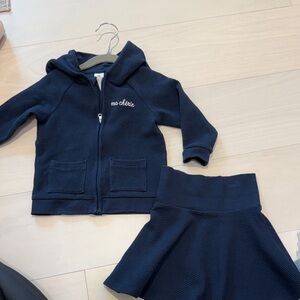 H&M Navy Blue Kids Matching Hoodie & Skirt Set